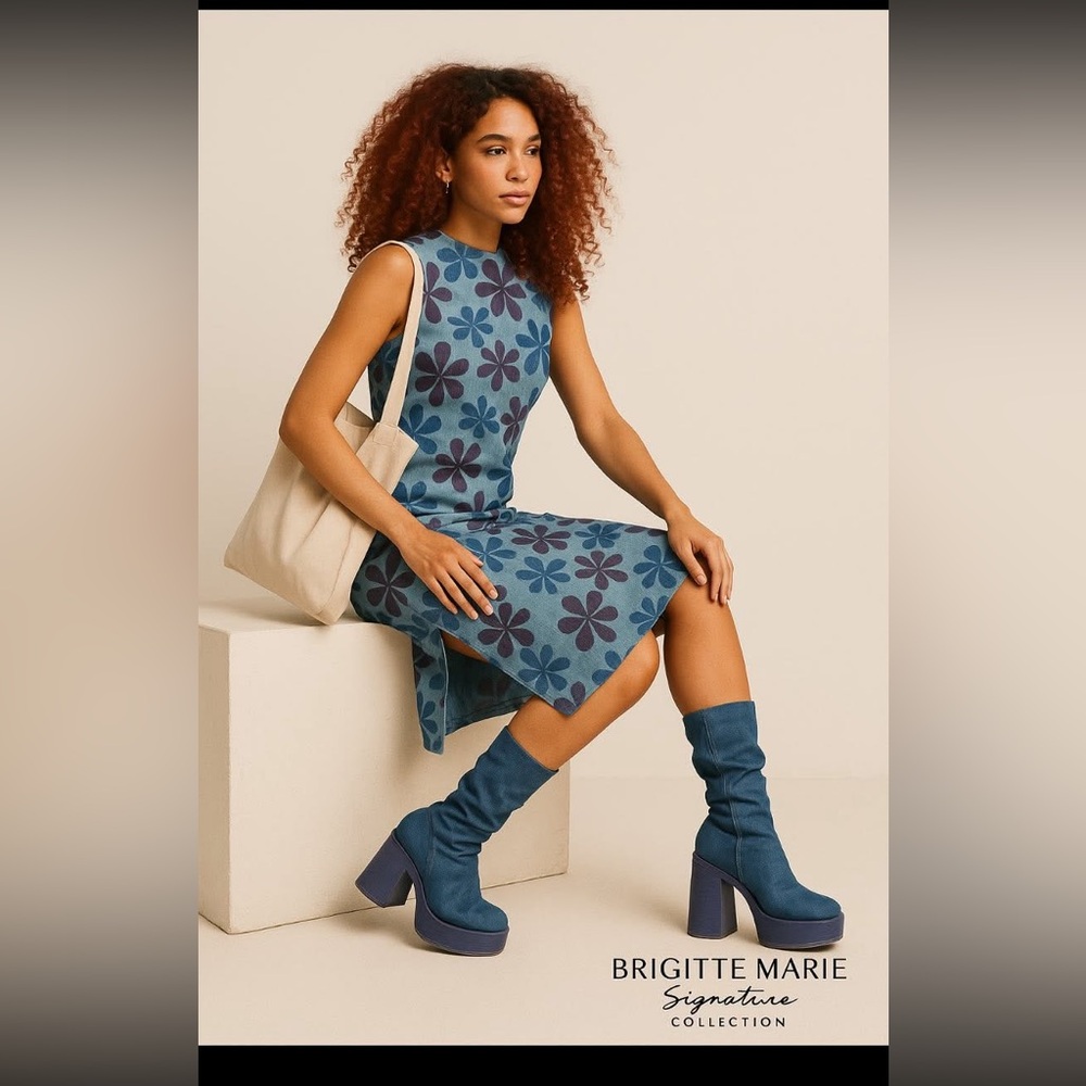 Retro Denim Sheath Dress